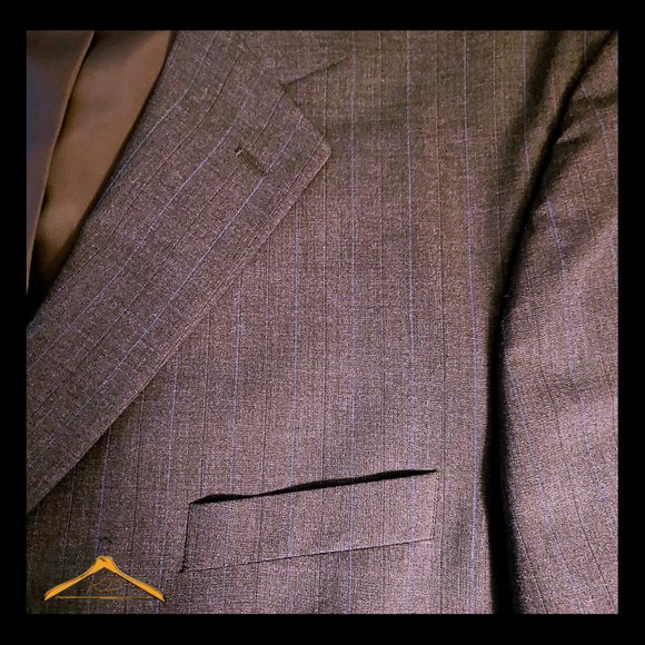 Stafford Washable Wool Suit - 50R/44, Gray w/Blue Pinstripes, NWT - Picture 5 of 14